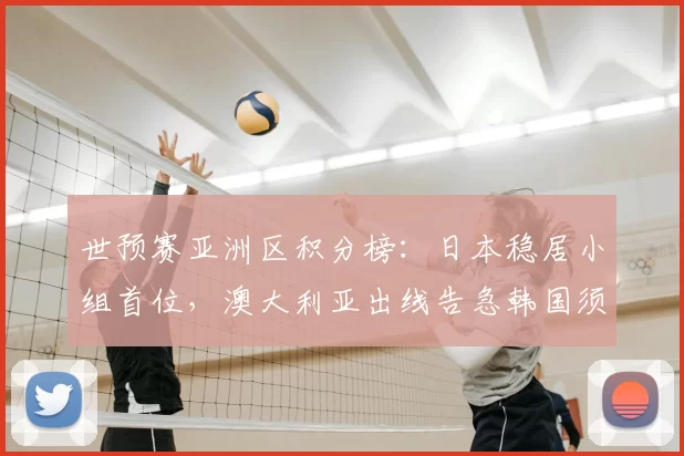 世预赛亚洲区积分榜：日本稳居小组首位，澳大利亚出线告急韩国须抢分